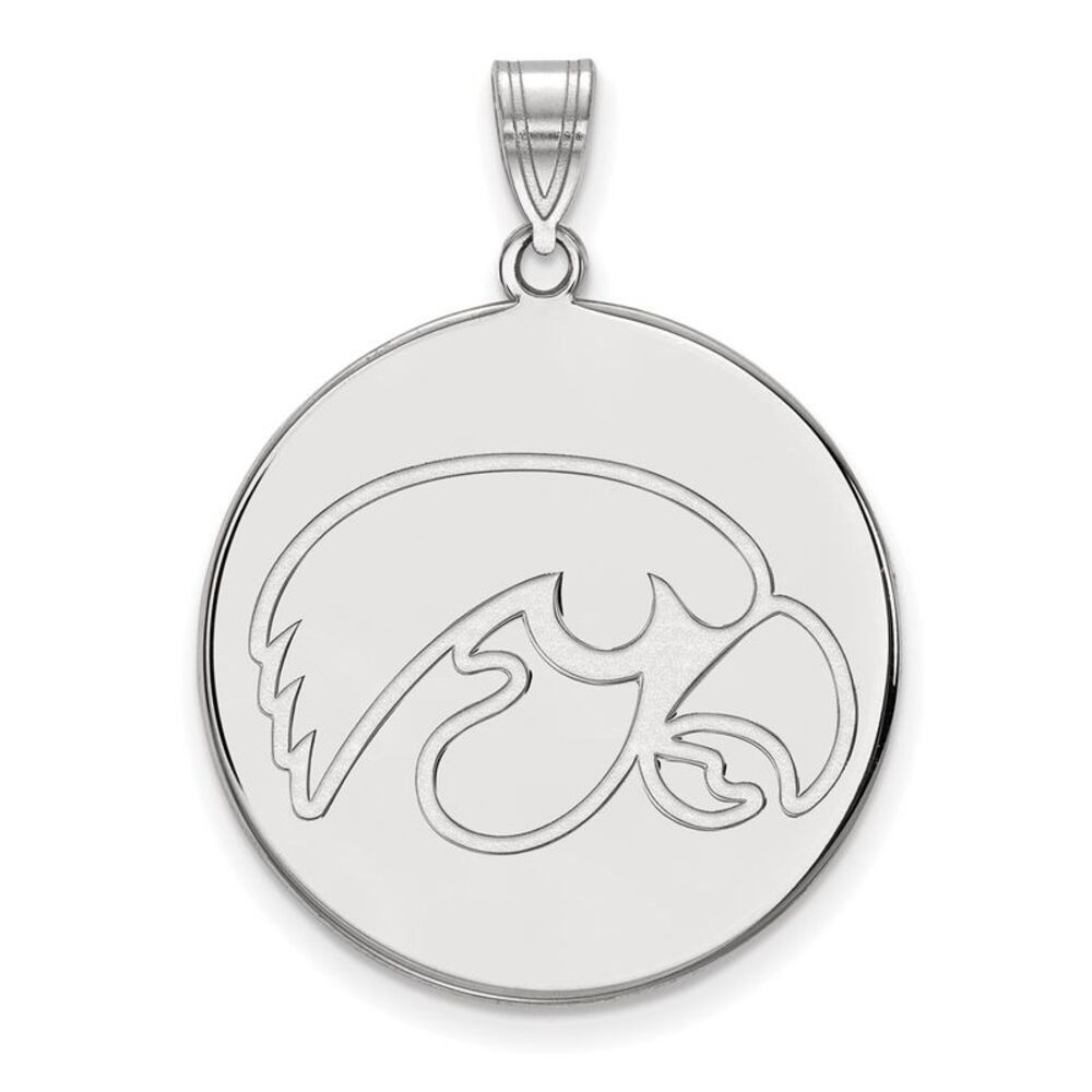 14K White Gold University of Iowa XL Round Disc Pendant